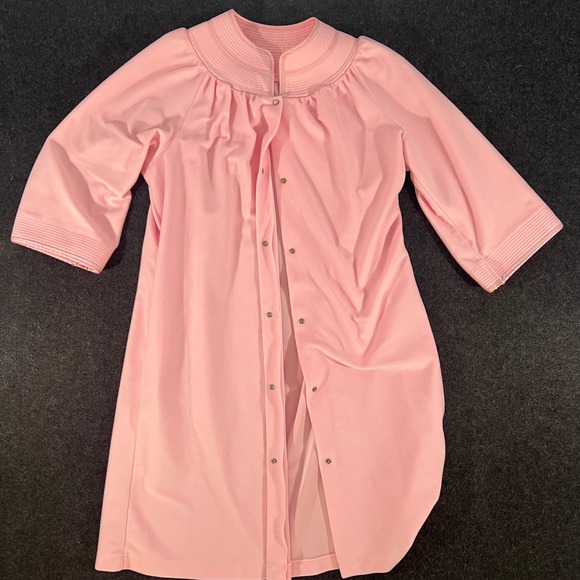 Unbranded Other - Vintage Robe Womens XL Pink Pearl Snap Front Loungewear Duster Nightgown 70s